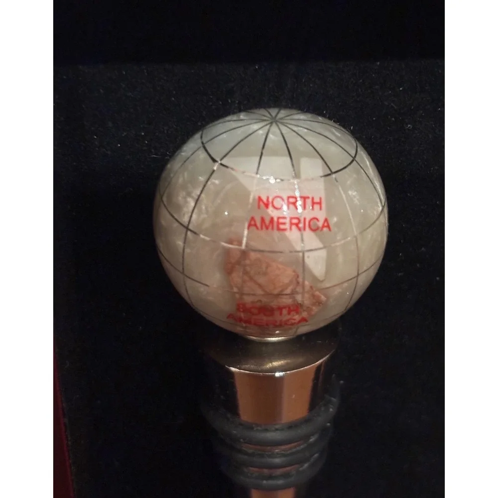 Vintage Gemstone Globe Wine Bottle Stoppers Set of 3 with Wood Gift Box